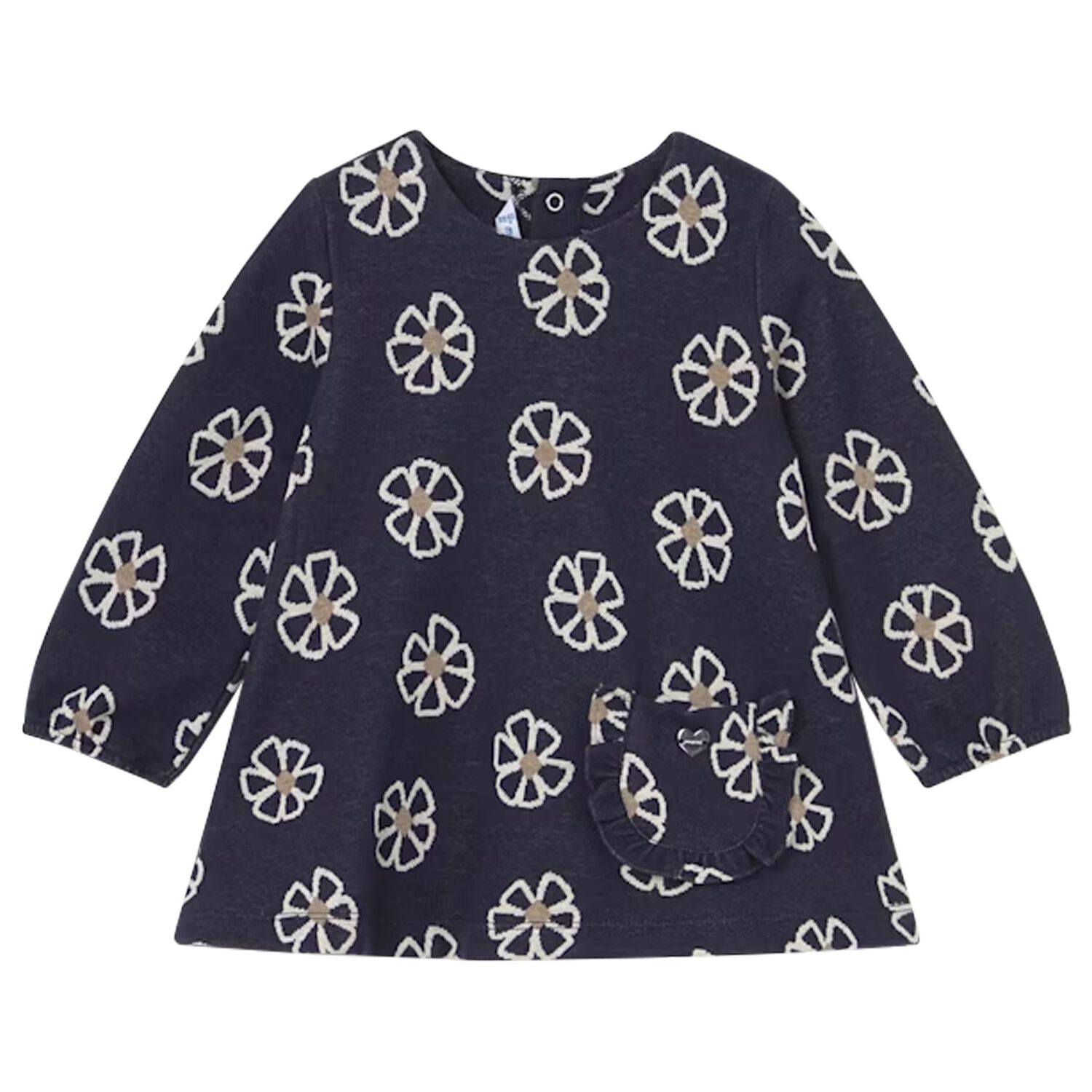 Younger Girls Navy Blue Floral Dress, 1, hi-res image number null