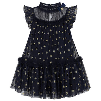 Girls Navy Blue Star Tulle Dress