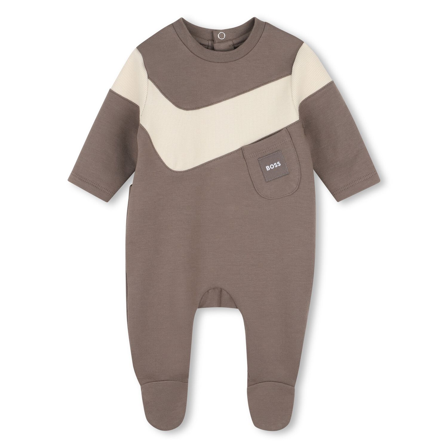 Baby Boys Grey Logo Babygrow, 1, hi-res