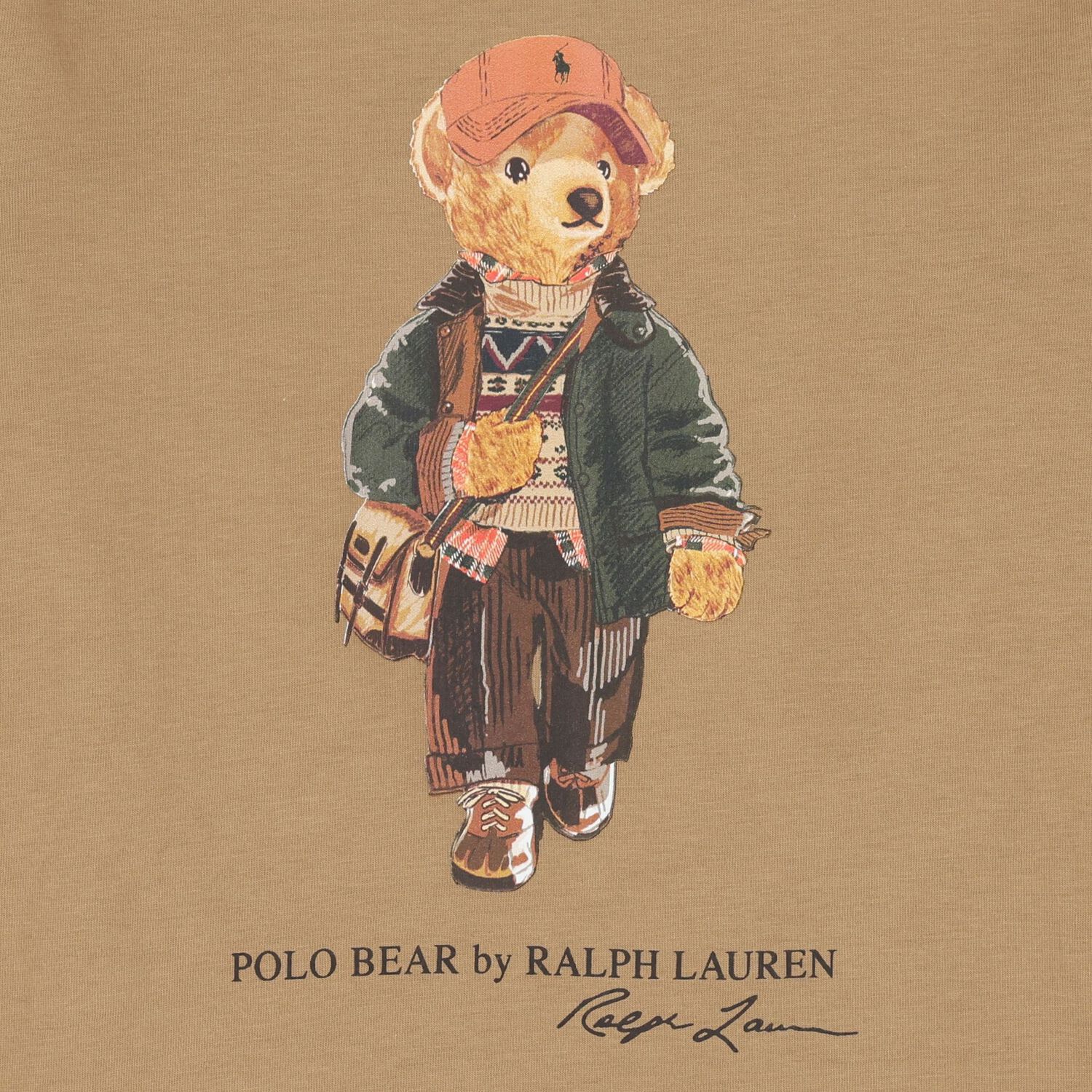 Boys Beige Logo Polo Bear Long Sleeve Top, 1, hi-res