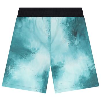 Boys White & Blue Logo Shorts