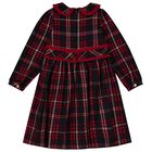 Girls Navy Blue Tartan Dress, 1, hi-res