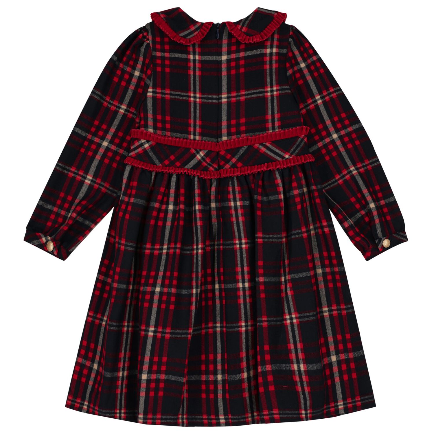 Girls Navy Blue Tartan Dress, 1, hi-res image number null
