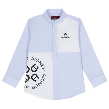Boys Blue & White Logo Shirt