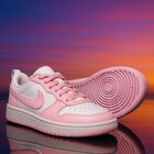 Girls White & Pink Nike Court Borough Low Trainers, 1, hi-res