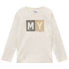 Boys Ivory Logo Long Sleeve Top, 1, hi-res