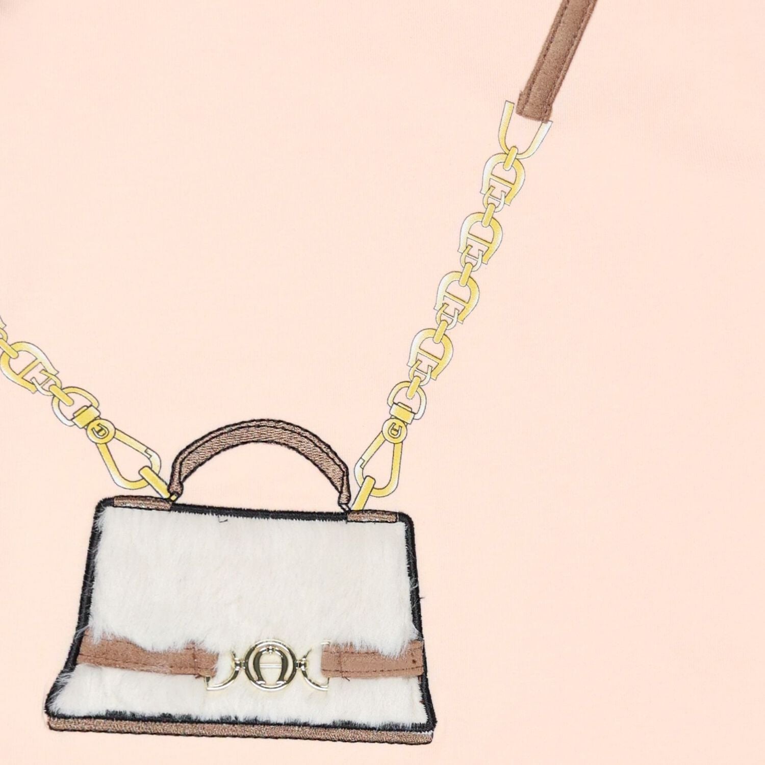 Girls Pink Faux Fur Bag Logo Dress, 2, hi-res