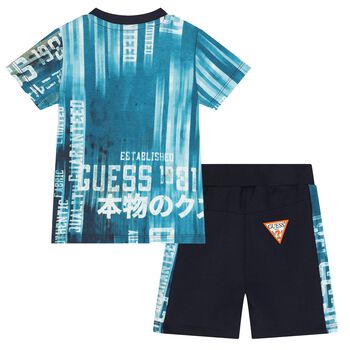 Younger Boys Blue Logo Shorts Set
