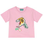 Younger Girls Pink Varsity Tiger T-Shirt, 1, hi-res