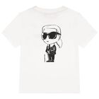 Boys Mini Me White Ikonik Karl Logo T-Shirt, 2, hi-res