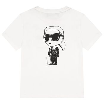 Boys Mini Me White Ikonik Karl Logo T-Shirt