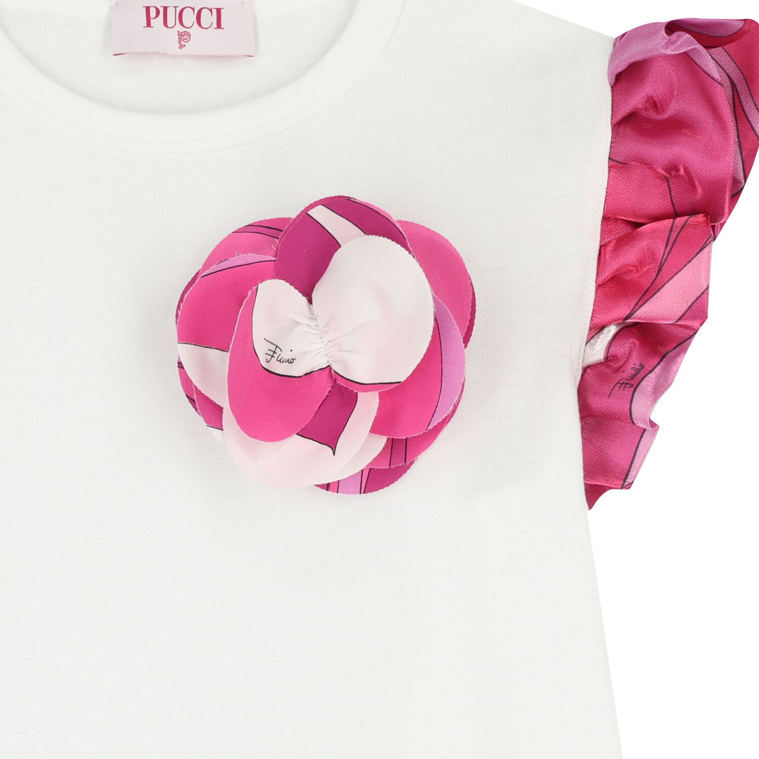 Girls White Ruffled Blouse, 1, hi-res