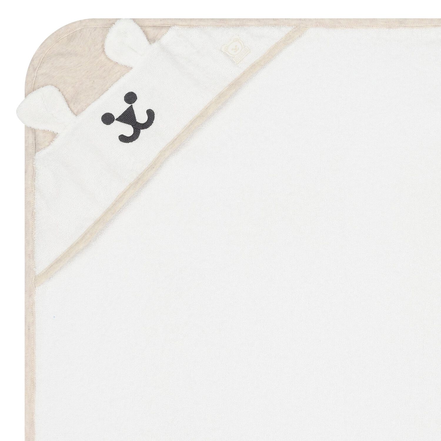 White & Beige Logo Hooded Baby Towel, 1, hi-res image number null