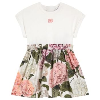 Baby Girls Ivory & Pink Floral Dress Set