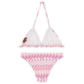 Girls Pink & White Zig Zag Bikini