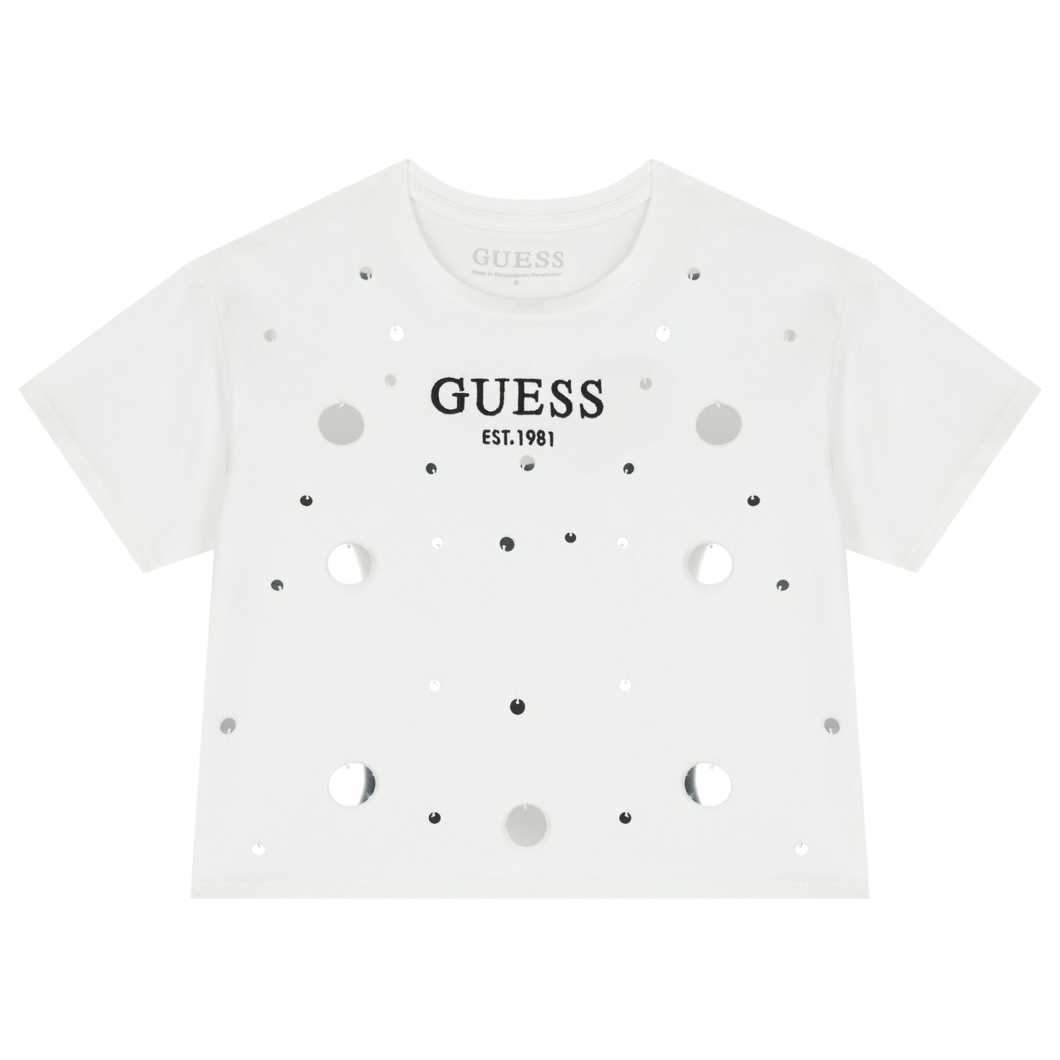 Girls White Logo Sequin T-Shirt, 1, hi-res