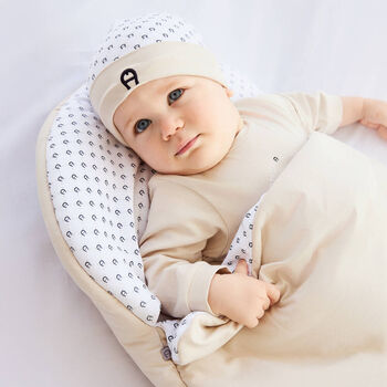 Baby Boys Beige & White Logo Hat
