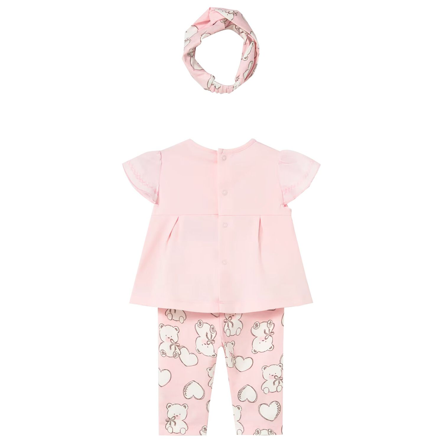 Baby Girls Pink Teddy Bear Leggings Set, 2, hi-res