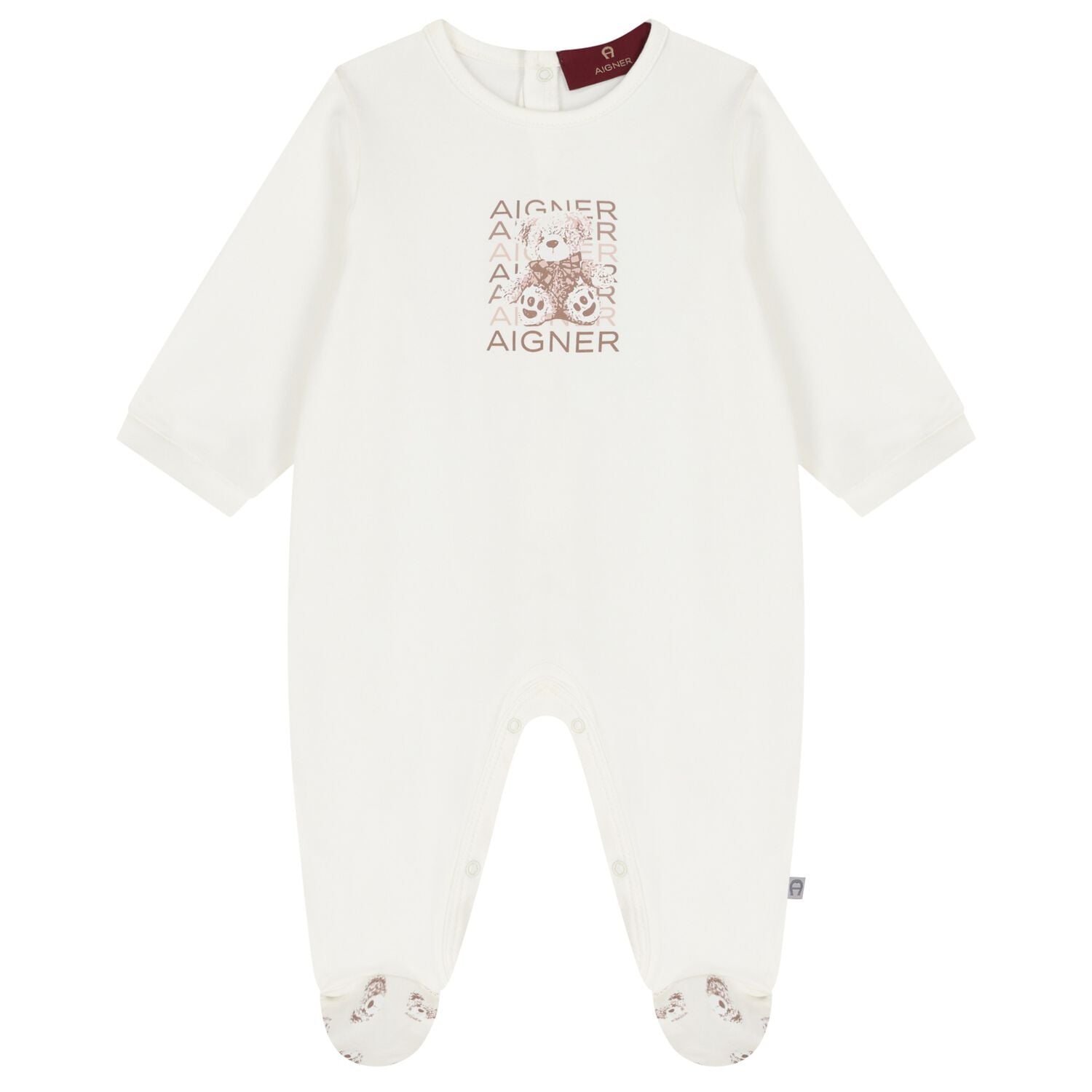 Ivory Teddy Bear Logo Babygrow, 1, hi-res
