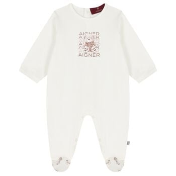Ivory Teddy Bear Logo Babygrow