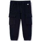 Boys Navy Cotton Joggers, 1, hi-res