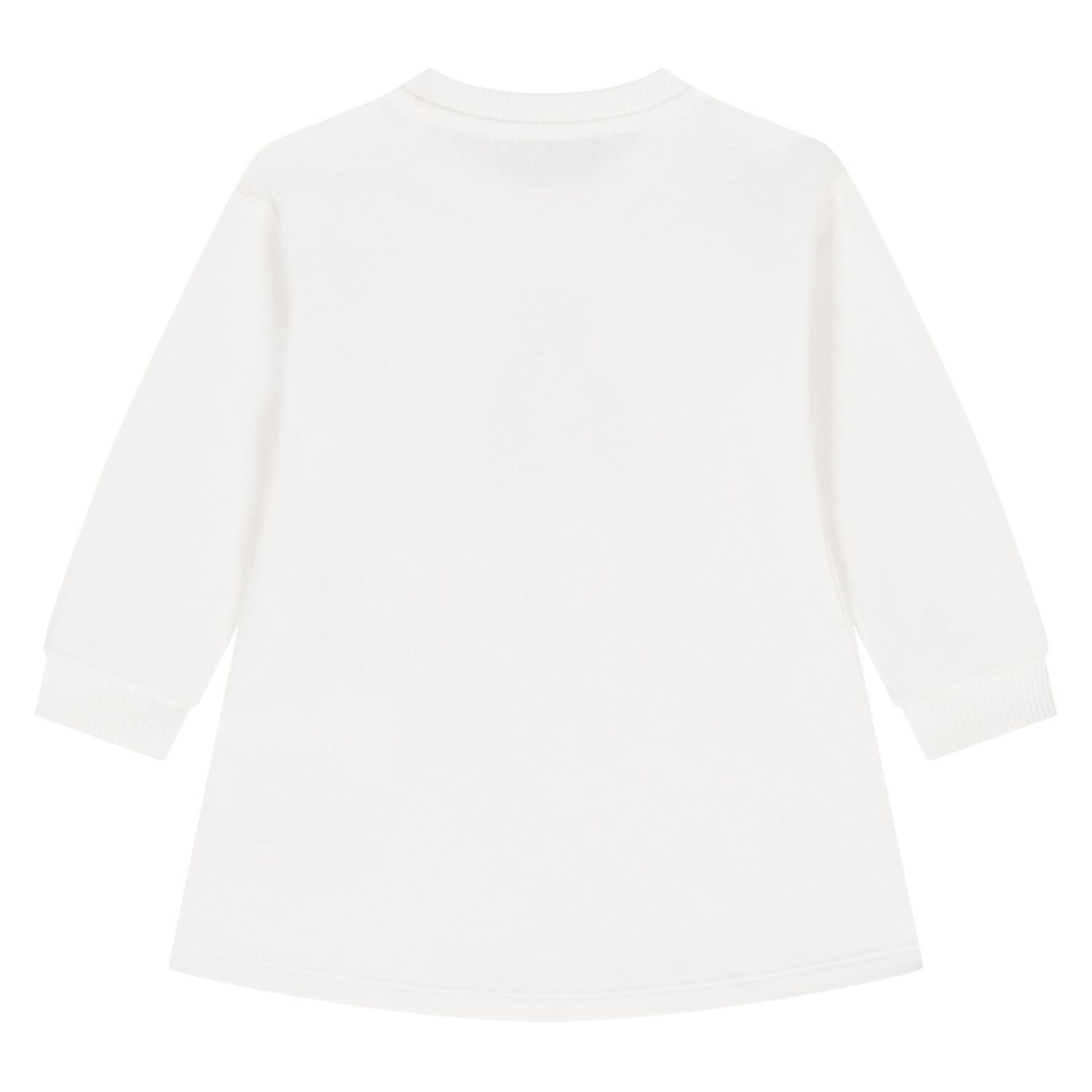 Younger Girls White Teddy Bear Logo Dress, 1, hi-res