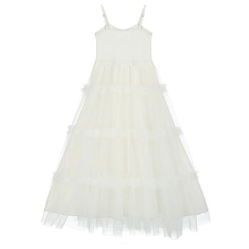 Girls Ivory Floral Tulle Dress