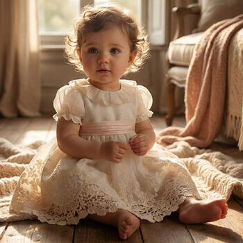 Baby Girls White Floral Embroidered Dress