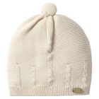 Beige Logo Knitted Baby Hat, 1, hi-res
