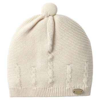 Beige Logo Knitted Baby Hat