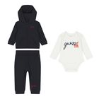 Baby Boys Navy Blue & White Logo Tracksuit Set, 1, hi-res