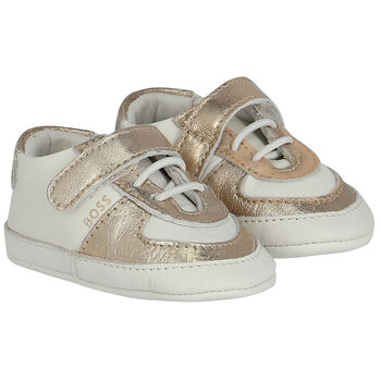 Ivory & Gold Logo Pre Walker Shoes