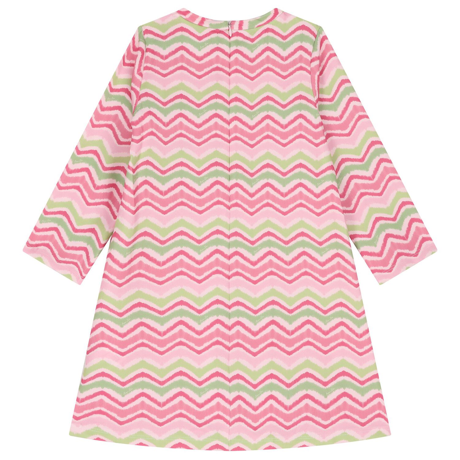 Girls Pink & Green Zigzag Dress, 1, hi-res