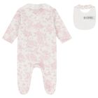 Baby Girls Pink & Ivory Toile De Jouy Babygrow Gift Set, 2, hi-res
