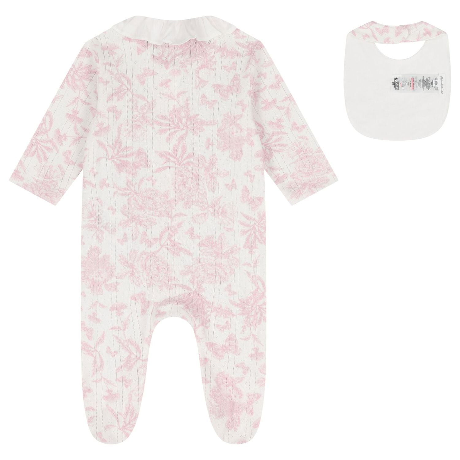 Baby Girls Pink & Ivory Toile De Jouy Babygrow Gift Set, 2, hi-res