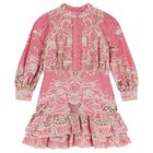 Girls Pink Floral Embroidered Dress, 1, hi-res