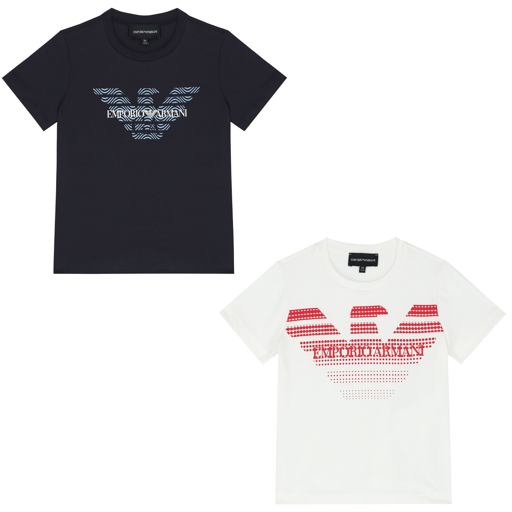Emporio Armani Boys Navy Blue Ivory Logo T Shirts 2 Pack Junior Couture Bahrain