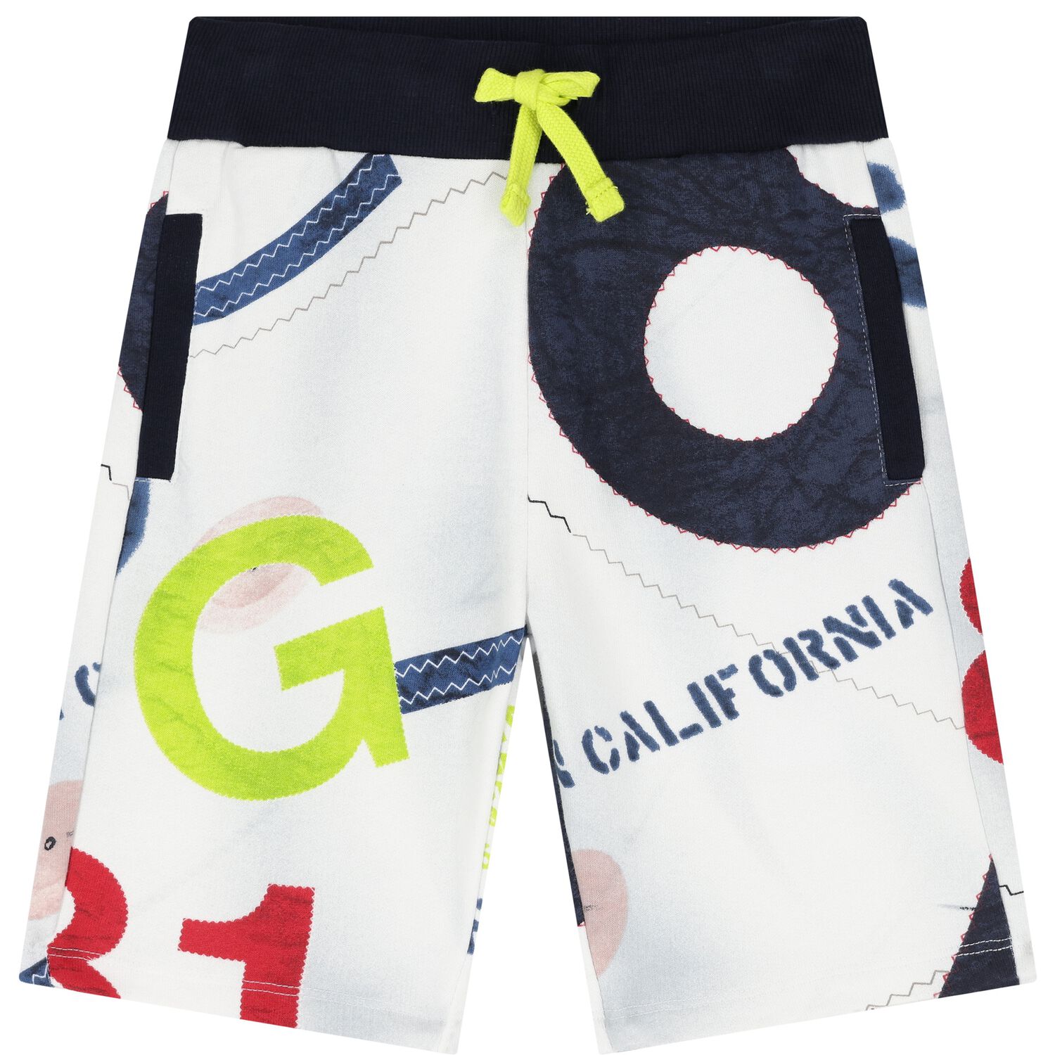 Boys White & Navy Blue Shorts, 2, hi-res image number null