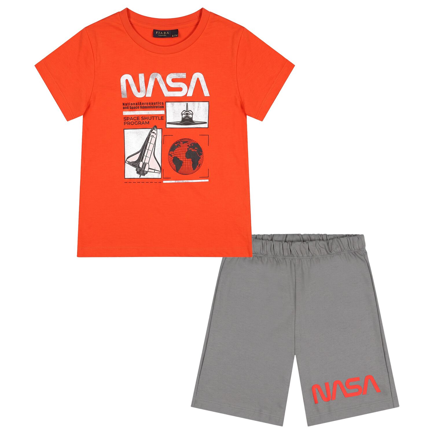 Boys Red & Grey Nasa Shorts Set, 2, hi-res