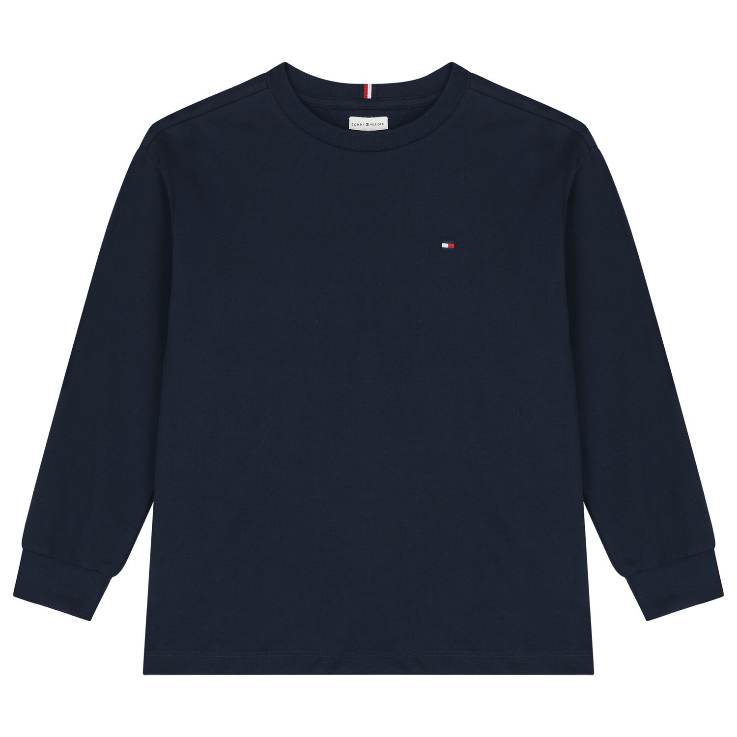 Boys Navy Blue Logo Long Sleeve Top, 1, hi-res