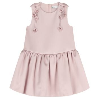 Girls Pink Satin Flower Dress