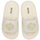 Girls Beige Patent Leather Sliders, 1, hi-res