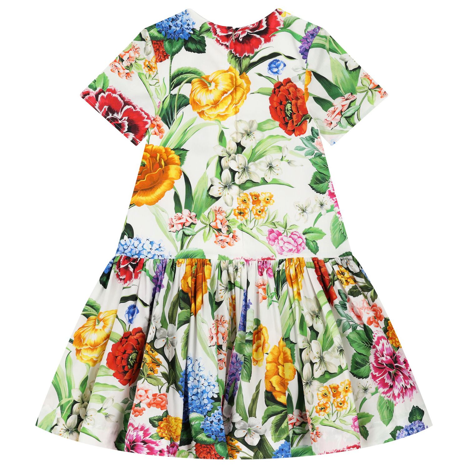 Girls Ivory Floral Dress, 1, hi-res