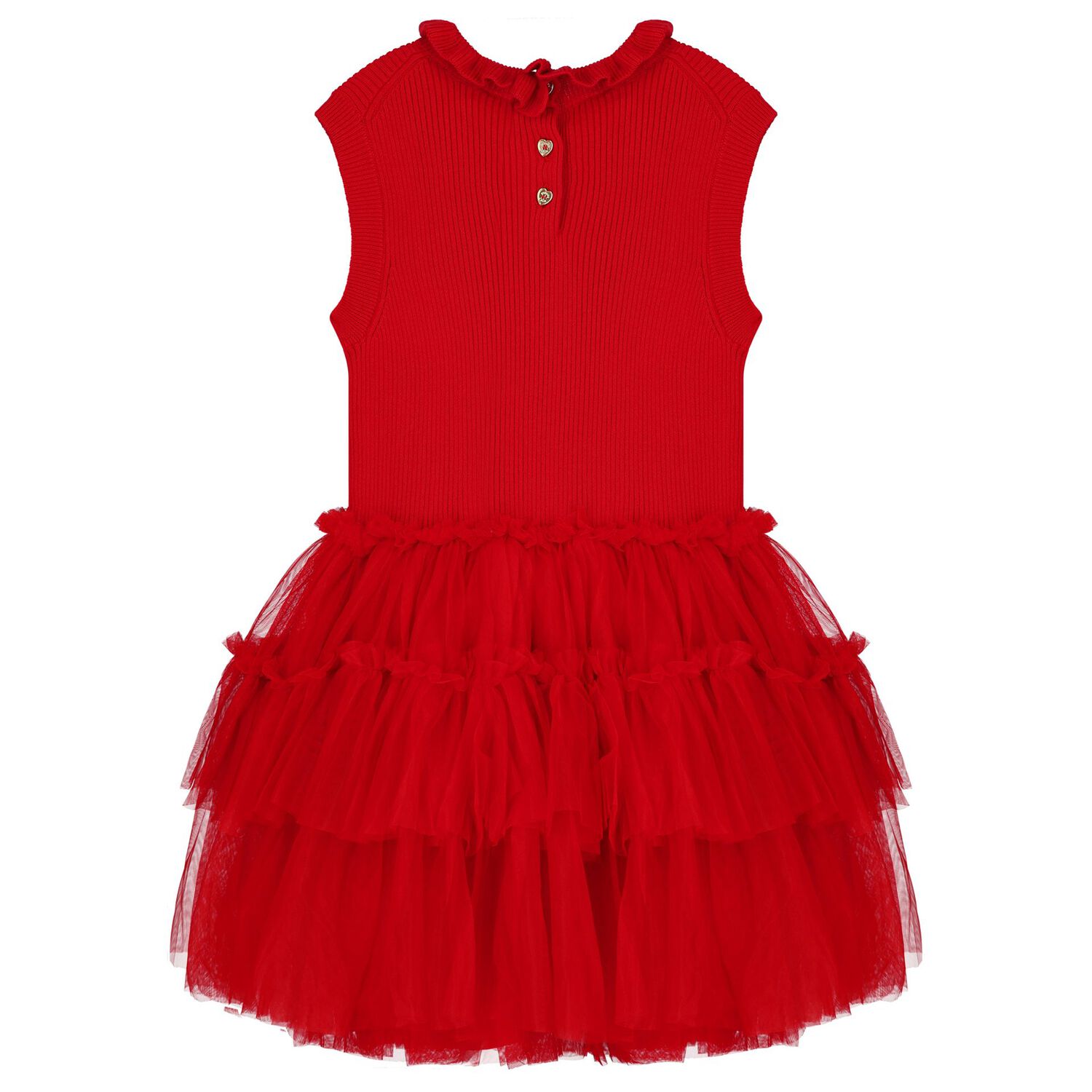 Girls Red Tulle Dress, 1, hi-res