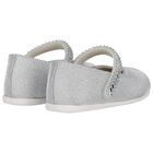 Baby Girls Silver Swarovski Crystal Shoes, 1, hi-res