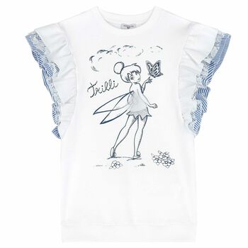 Girls White & Blue Tinker Bell Jumper Dress