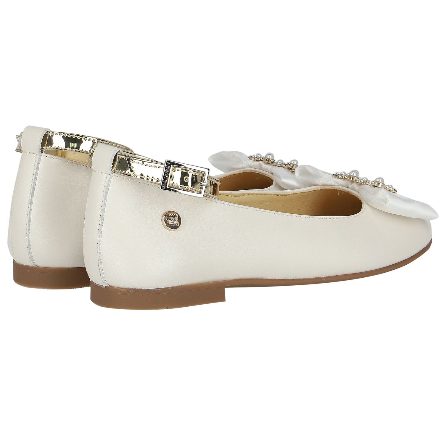 Girls Ivory Ballerina Bow Shoes, 2, hi-res image number null