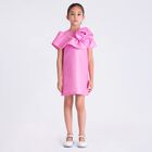 Girls Pink Flower Satin Dress, 1, hi-res