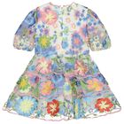 Girls Pink & Blue Embroidered Floral Dress, 1, hi-res