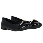 Girls Black Logo Patent Leather Shoes, 1, hi-res